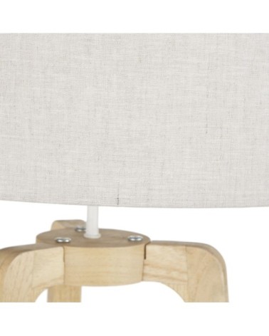 Lampadaire trepied en bois d'ailante abat-jour en lin beige H160