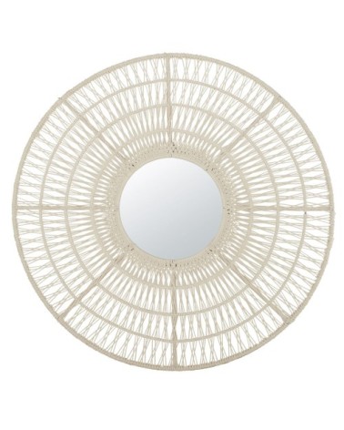 Miroir rond en corde beige D110