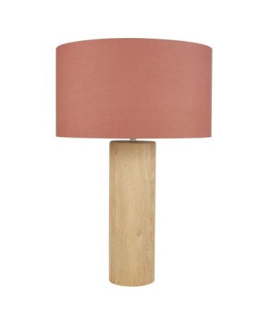 Lampe en bois de chêne abat-jour en lin terracotta