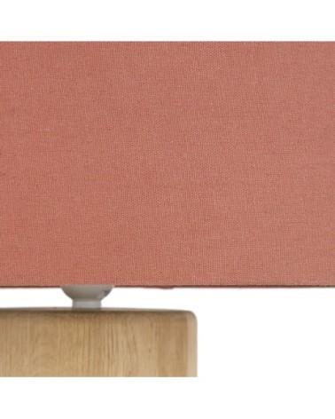 Lampe en bois de chêne abat-jour en lin terracotta