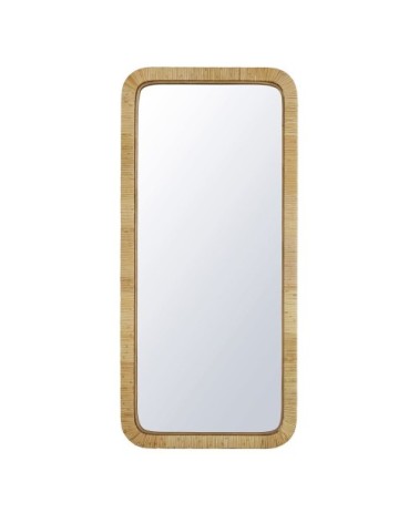 Miroir en rotin beige et marron 55x120
