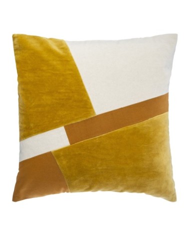 Coussin déhoussable esprit graphique coton ocre 40 x 40