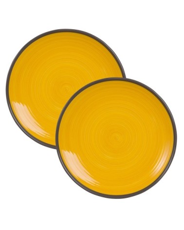 Assiette plate en faïence jaune