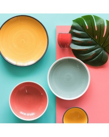 Assiette plate en faïence jaune