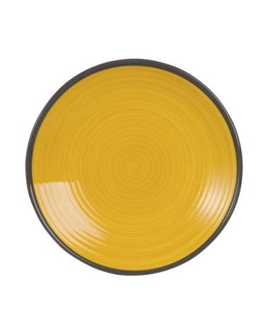Assiette à dessert en faïence jaune