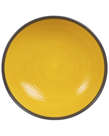 Assiette creuse en faïence jaune et verte