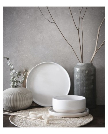 Assiette à dessert en grès blanc