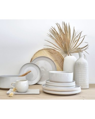 Assiette à dessert en grès blanc