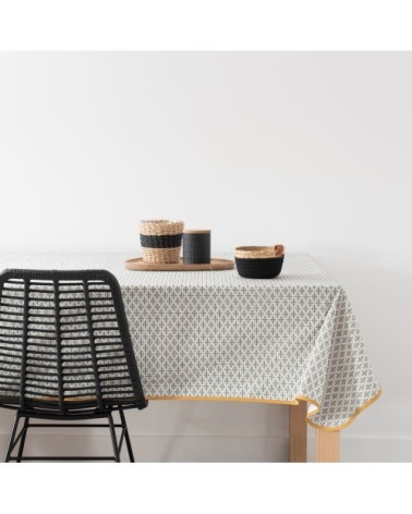 Nappe enduite en coton motifs graphiques 150x250