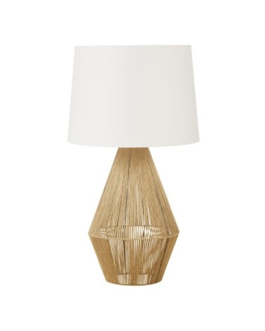 Lampe en fil de chanvre tressé et abat-jour en lin écru