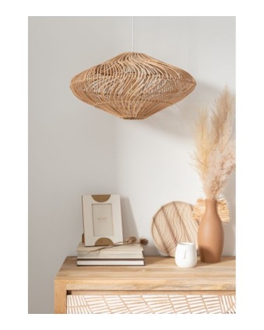 Abat-jour pour suspension en rotin marron et métal