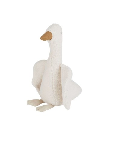 Peluche enfant oie blanche, beige et marron, H34,5