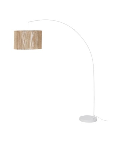 Lampadaire en métal blanc abat-jour en jute H190