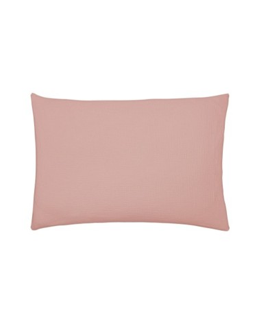 Taie d'oreiller unie en coton rose 50x75