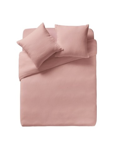 Taie d'oreiller unie en coton rose 50x75