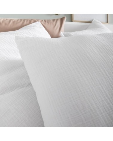 Taie d'oreiller unie en coton blanc 65x65