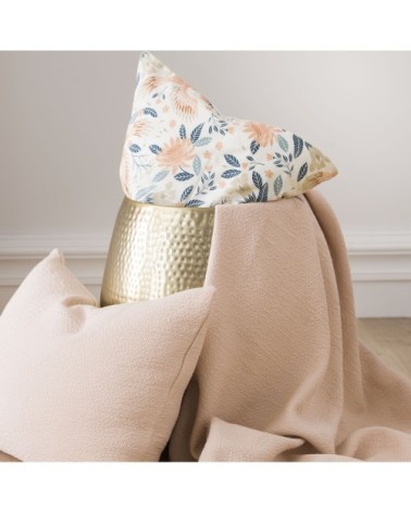 Housse de coussin texturée en jacquard de coton rose 40x60