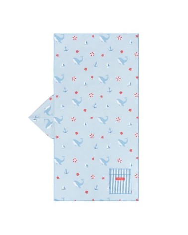 Serviette plage enfant avec capuche microfibre bleu