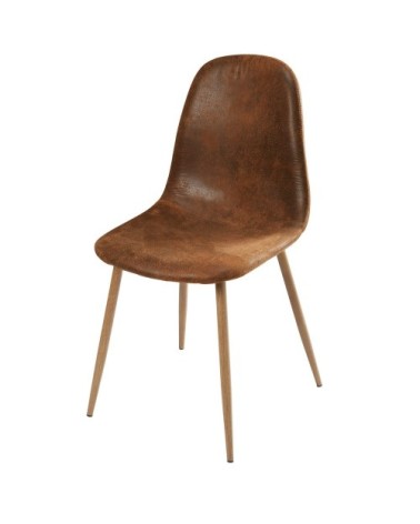 Chaise style scandinave en microsuède marron vieilli