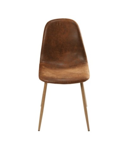 Chaise style scandinave en microsuède marron vieilli