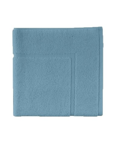 Tapis de bain uni en coton bleu Baltique 60x100