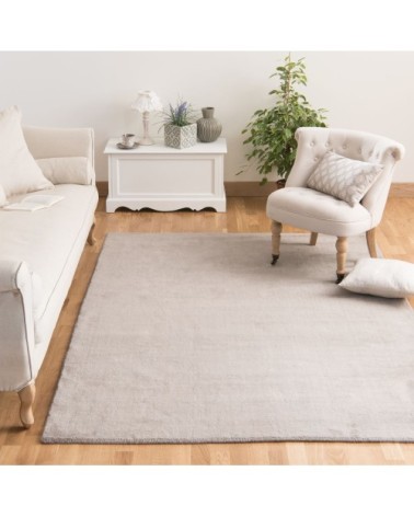 Tapis à poils courts en laine beige 140 x 200 cm SOFT