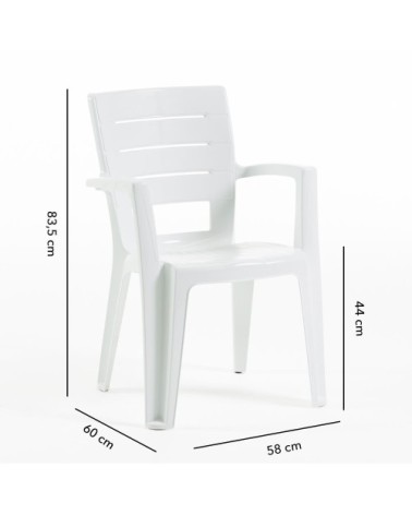 Ensemble table 180x90 cm et 6 chaises en résine blanc/gris