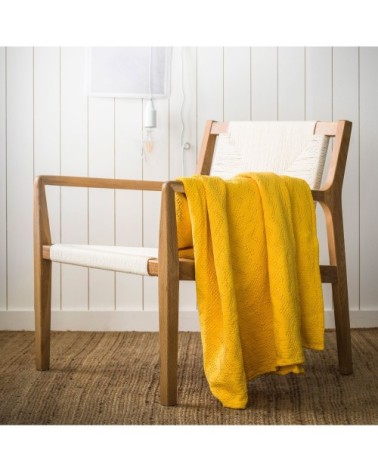 Couvre-lit en coton lavé Jaune Miel 240x260