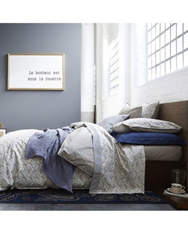 Taie d'oreiller imprimée en percale de coton gris 65x65