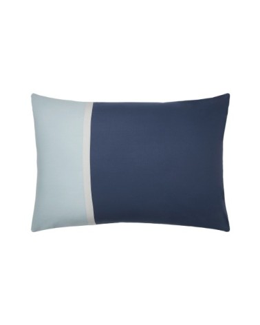 Taie d'oreiller bicolore en coton bleu 50x70