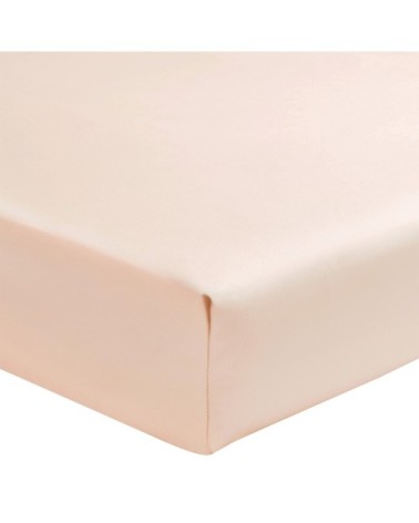 Drap housse uni en percale de coton rose 140x190