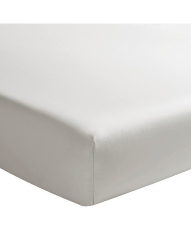 Drap housse uni en percale de coton gris 160x220