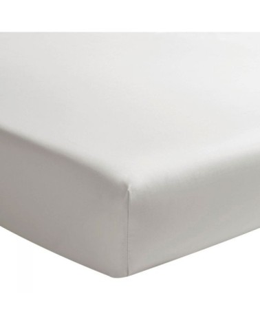 Drap housse uni en percale de coton gris 140x190