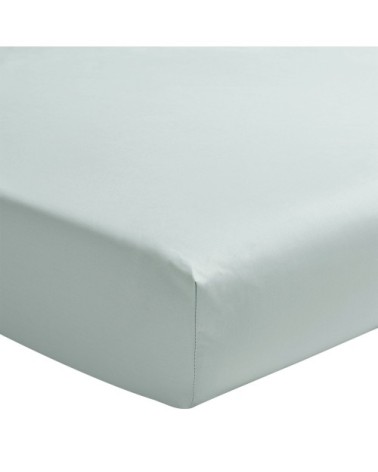 Drap housse uni en percale de coton gris 90x190