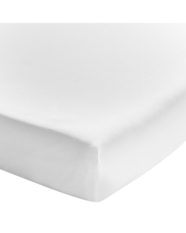 Drap housse uni en coton lavé blanc 140x200