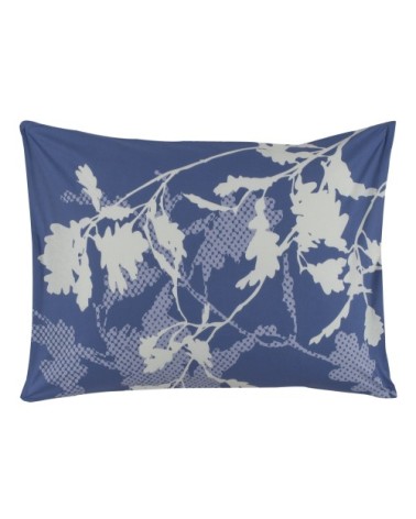 Taie d'oreiller imprimée en coton bleu 50x75
