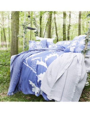 Taie d'oreiller imprimée en coton bleu 50x75