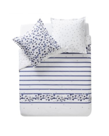 Housse de couette en percale de coton bleu 200x200