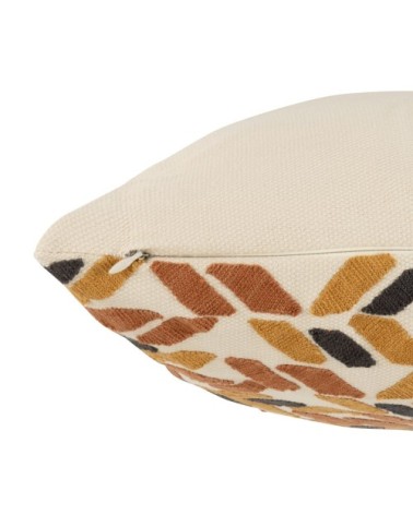 Housse de coussin en coton brodé motifs multicolores 40x40