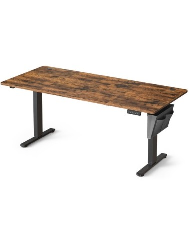 Bureau électrique réglable en hauteur 180 x 80 cm marron rustique