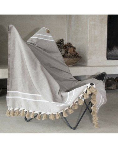 Plaid coton taupe 160x250