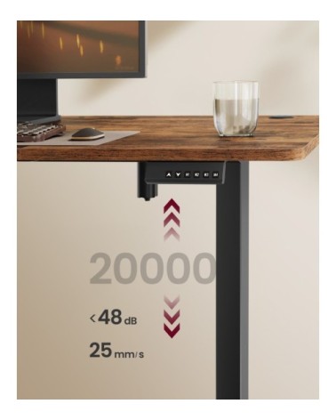 Bureau électrique réglable en hauteur 180 x 80 cm marron rustique