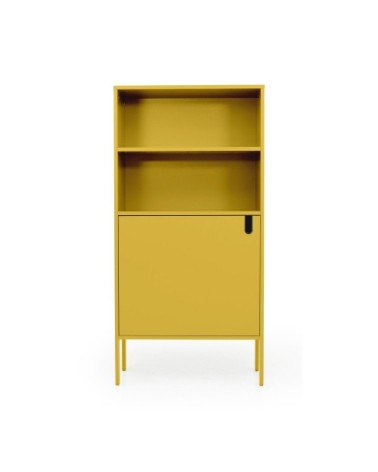 Buffet haut en bois 1 porte H152cm jaune moutarde