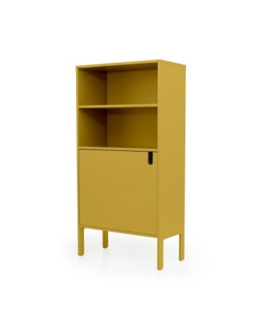 Buffet haut en bois 1 porte H152cm jaune moutarde