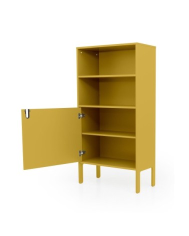 Buffet haut en bois 1 porte H152cm jaune moutarde