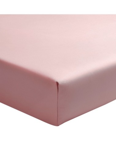 Drap housse uni en percale de coton rose 100x200