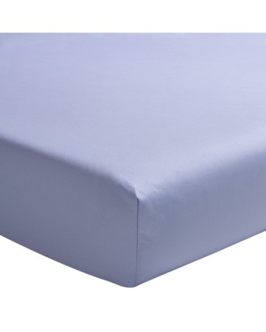 Drap housse uni en percale de coton bleu  100x200