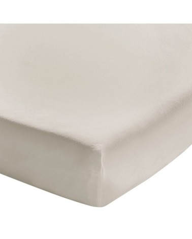 Drap housse uni en coton lavé Biscuit 140x190