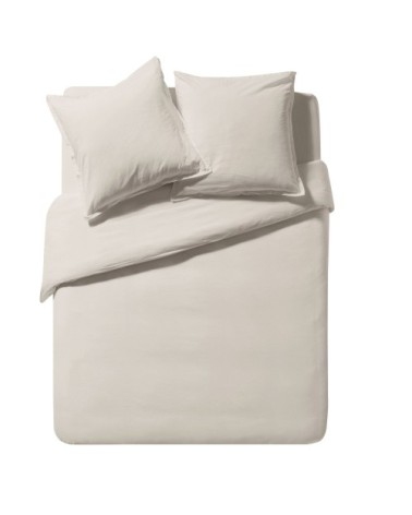 Drap housse uni en coton lavé Biscuit 140x190