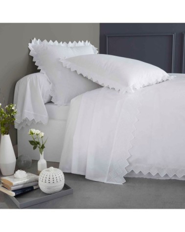 Housse de couette brodée en coton blanc 240x220